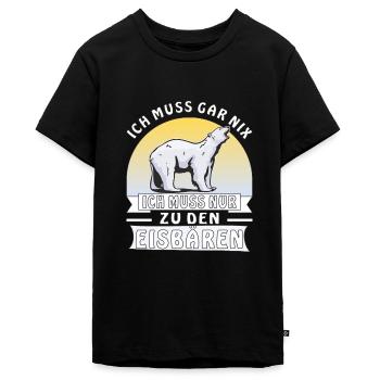 ICH MUSS NUR ZU DEN EISBÄREN - Teenager Premium Bio T-Shirt - Schwarz - Vorne - AI Model Teenager Male light (155cm)