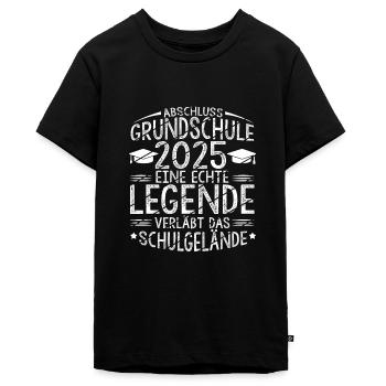 Grundschule - Eine Legende Grundschule Abschluss 2 - Teenager Premium Bio T-Shirt - Schwarz - Vorne - AI Model Teenager Male light (155cm)