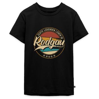 Rodgau Echte Legenden leben in Rodgauer - Teenager Premium Bio T-Shirt - Schwarz - Vorne - AI Model Teenager Male light (155cm)