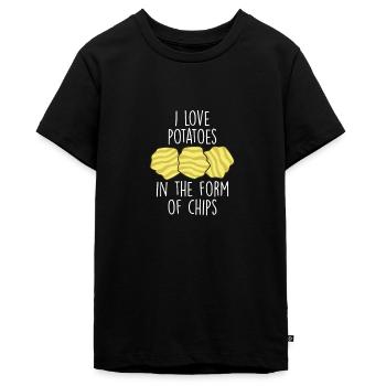 J’aime les pommes de terre sous forme de chips Chips Chips - T-shirt Premium bio Ado - noir - Devant - AI Model Teenager Male light (155cm)
