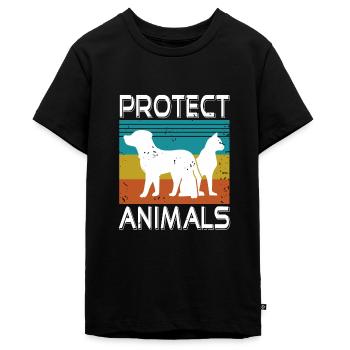 Protect Animals Retro Vintage Animal Protection - T-shirt Premium bio Ado - noir - Devant - AI Model Teenager Male light (155cm)