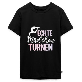 Turnen | Turnerin Gymnastik Turnen Mädchen Frauen - Teenager Premium Bio T-Shirt - Schwarz - Vorne - AI Model Teenager Male light (155cm)