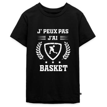 Je peux pas j'ai basket humour - T-shirt Premium bio Ado - noir - Devant - AI Model Teenager Male light (155cm)