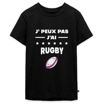 Je peux pas j'ai rugby ballon - T-shirt Premium bio Ado - noir - Devant - AI Model Teenager Male light (155cm)