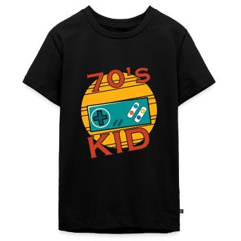 Gamer Kid Retro 70s 70s 1970 - Teenager Premium Organic T-Shirt - black - Front - AI Model Teenager Male light (155cm)
