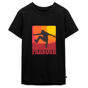 Parkour Urban Freerunning Retro Freerunner - Teenager Premium Organic T-Shirt - black - Front - AI Model Teenager Male light (155cm)