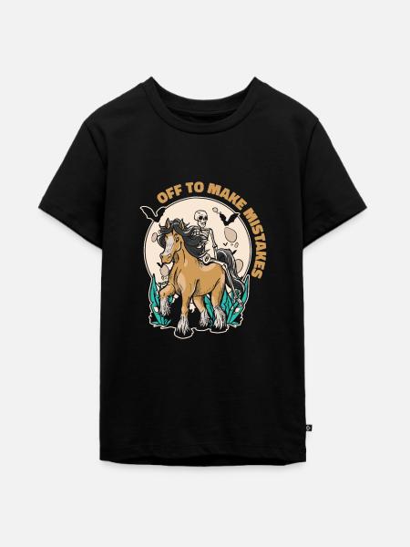 Skelett Reitpferd Fehler Reiten - Teenager Premium Bio T-Shirt - Schwarz