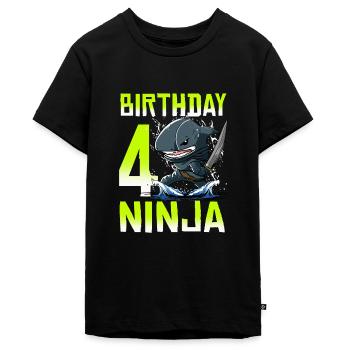 Shark Ninja I'm 4 - Action Unterwasser Geburtstag - Teenager Premium Bio T-Shirt - Schwarz - Vorne - AI Model Teenager Male light (155cm)