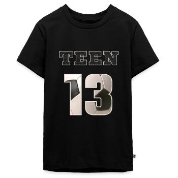 Fussball TEEN 13 Soccer - Teenager Premium Bio T-Shirt - Schwarz - Vorne - AI Model Teenager Male light (155cm)