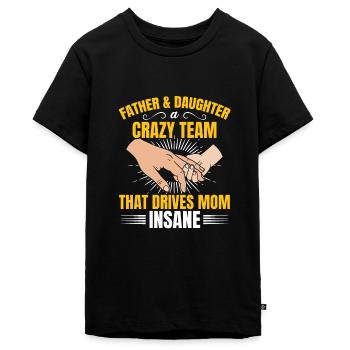 Father & daughter a crazy team partner look - Teenager Premium Organic T-Shirt - black - Front - AI Model Teenager Male light (155cm)