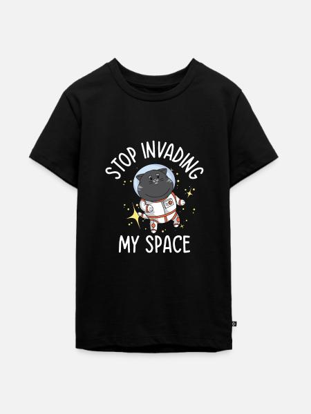 Weltraum Schnurrende Katze Astronaut - Teenager Premium Bio T-Shirt - Schwarz
