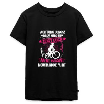 Mountainbike Mädchen Mountainbikerin - Teenager Premium Bio T-Shirt - Schwarz - Vorne - AI Model Teenager Male light (155cm)