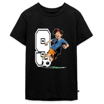 9 Jahre alt Fußballer & Fußball Kindergeburtstag - Teenager Premium Bio T-Shirt - Schwarz - Vorne - AI Model Teenager Male light (155cm)