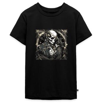 Skull Skull Skulls Skull Skeleton - Teenager Premium Organic T-Shirt - black - Front - AI Model Teenager Male light (155cm)