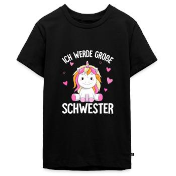 Ich werde große Schwester Kinder - Teenager Premium Bio T-Shirt - Schwarz - Vorne - AI Model Teenager Male light (155cm)