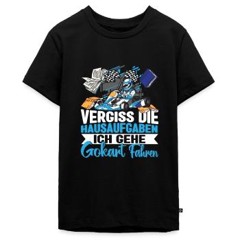 Gokart Rennfahrer Kartfahrer Vergiss Hausaufgaben - Teenager Premium Bio T-Shirt - Schwarz - Vorne - AI Model Teenager Male light (155cm)