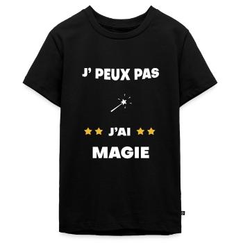 je peux pas j'ai magie cadeau magicien - T-shirt Premium bio Ado - noir - Devant - AI Model Teenager Male light (155cm)