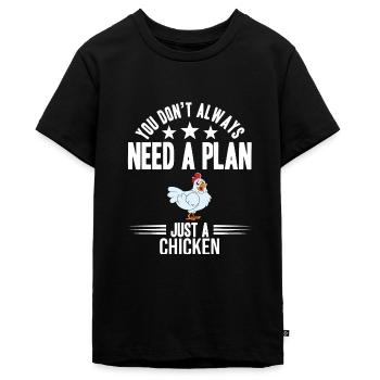 Lustiger Hühner Spruch Huhn - Teenager Premium Bio T-Shirt - Schwarz - Vorne - AI Model Teenager Male light (155cm)