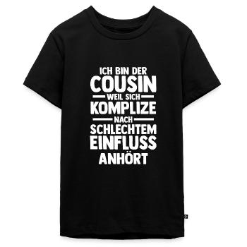 Cousins Cousin - Teenager Premium Bio T-Shirt - Schwarz - Vorne - AI Model Teenager Male light (155cm)