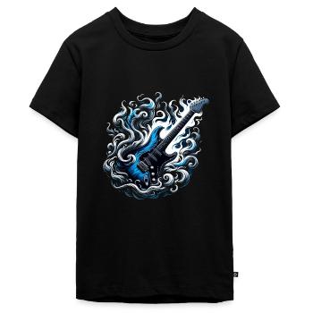 E-Gitarre mit Flammen - Teenager Premium Bio T-Shirt - Schwarz - Vorne - AI Model Teenager Male light (155cm)