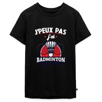 Je Peux Pas J'ai Badminton - T-shirt Premium bio Ado - noir - Devant - AI Model Teenager Male light (155cm)