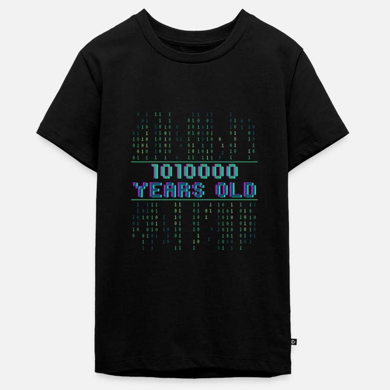 80th Birthday 80 Years Old Binary Code Computer Science - Teenager Premium Organic T-Shirt - black