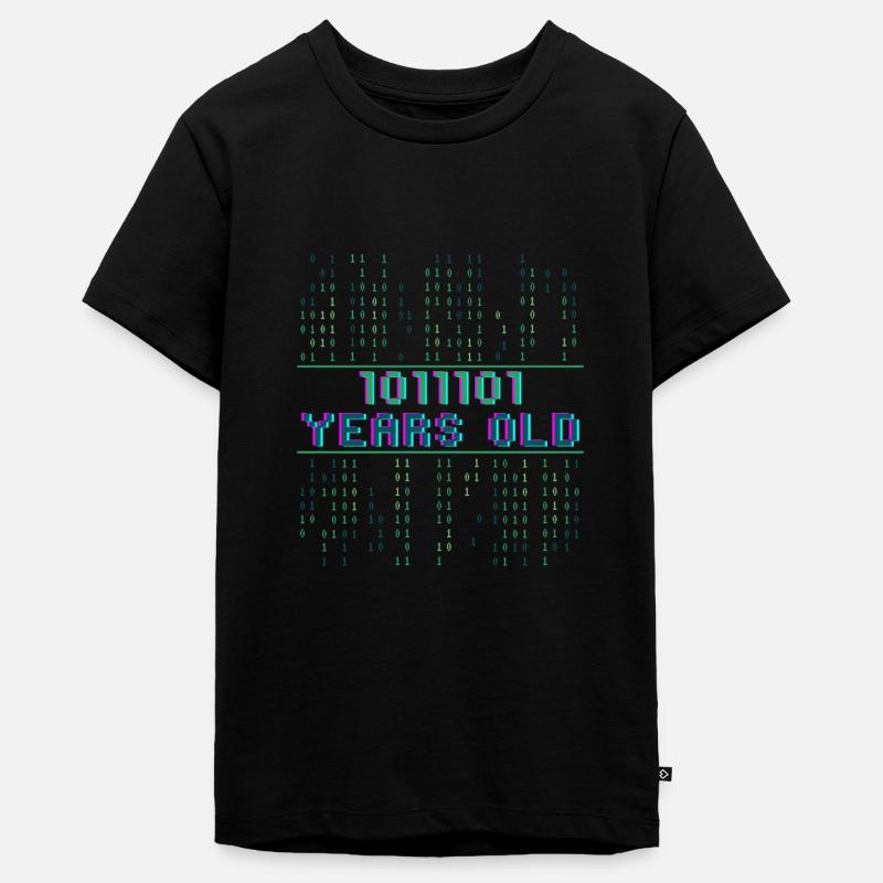 93rd Birthday 93 years old Binary Code Coder - Teenager Premium Organic T-Shirt - black