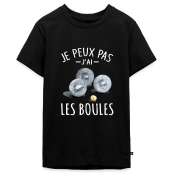 Je Peux pas j'ai les boules Boccia Boule Pétanque - T-shirt Premium bio Ado - noir - Devant - AI Model Teenager Male light (155cm)