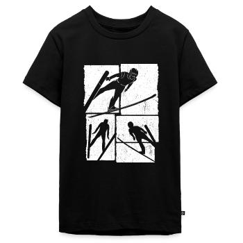 Skispringen Retro Skifliegen Wintersport Skispring - Teenager Premium Bio T-Shirt - Schwarz - Vorne - AI Model Teenager Male light (155cm)