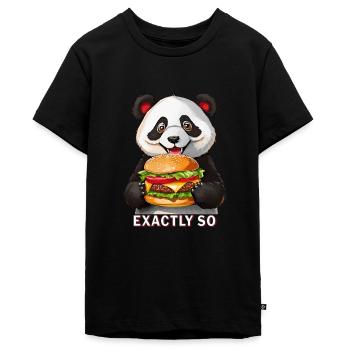 PANDA BEAR BURGER EXACTLY SO - Teenager Premium Organic T-Shirt - black - Front - AI Model Teenager Male light (155cm)