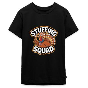 Funny Thanksgiving Turkey - Teenager Premium Organic T-Shirt - black - Front - AI Model Teenager Male light (155cm)