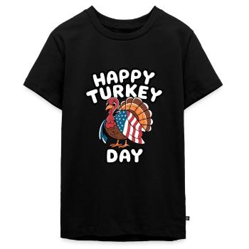 Funny Thanksgiving Turkey - Teenager Premium Organic T-Shirt - black - Front - AI Model Teenager Male light (155cm)