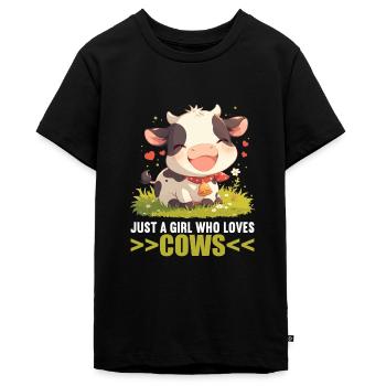 Kühe Kuh - Teenager Premium Bio T-Shirt - Schwarz - Vorne - AI Model Teenager Male light (155cm)