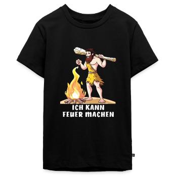 NÉANDERTAL JE PEUX FAIRE DU FEU - T-shirt Premium bio Ado - noir - Devant - AI Model Teenager Male light (155cm)