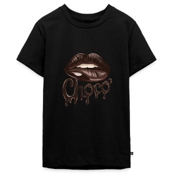 Chocolate Choco Lips Artwork for - Teenager Premium Organic T-Shirt - black - Front - AI Model Teenager Male light (155cm)
