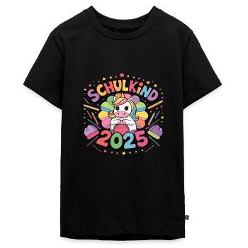 Schulkind 2025 Einschulung Schulanfang - Teenager Premium Bio T-Shirt - Schwarz - Vorne - AI Model Teenager Male light (155cm)