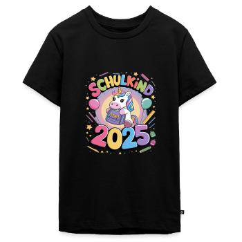 Schulkind 2025 Einschulung Schulanfang - Teenager Premium Bio T-Shirt - Schwarz - Vorne - AI Model Teenager Male light (155cm)