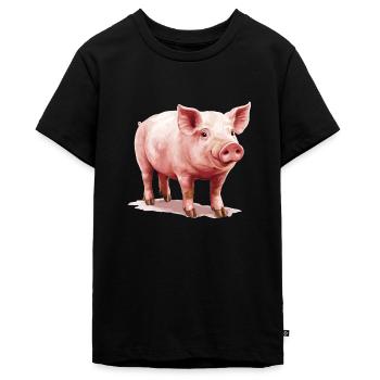 Schweine Schwein - Teenager Premium Bio T-Shirt - Schwarz - Vorne - AI Model Teenager Male light (155cm)