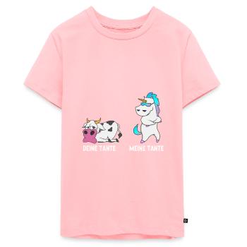 Einhorn Kuh Deine Tante Meine Tante Geschenk DE - Teenager Premium Bio T-Shirt - Rosa - Vorne