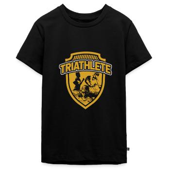 triathlete - Teenager Premium Organic T-Shirt - black - Front - AI Model Teenager Male light (155cm)