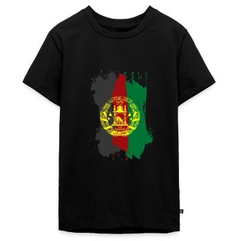 Afghanistan Flagge - Teenager Premium Bio T-Shirt - Schwarz - Vorne - AI Model Teenager Male light (155cm)