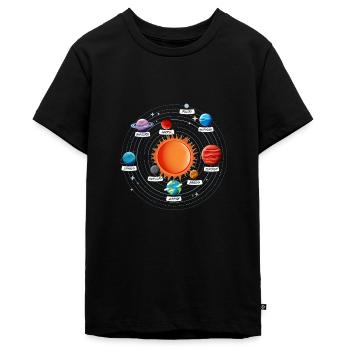 Sonnensystem Planeten Astronomie Geschenk - Teenager Premium Bio T-Shirt - Schwarz - Vorne - AI Model Teenager Male light (155cm)