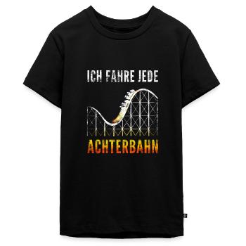 Ich fahre jede achterbahn - Teenager Premium Bio T-Shirt - Schwarz - Vorne - AI Model Teenager Male light (155cm)