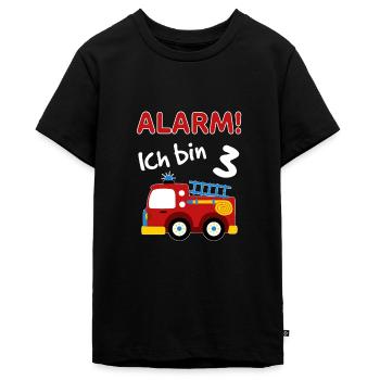Kinder 3. Geburtstag Shirt Feuerwehrauto Jungen - Teenager Premium Bio T-Shirt - Schwarz - Vorne - AI Model Teenager Male light (155cm)