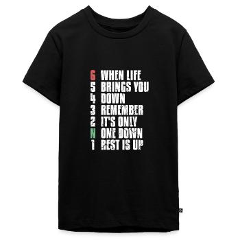 1N23456 Motorrad When Life Brings You Down - Teenager Premium Bio T-Shirt - Schwarz - Vorne - AI Model Teenager Male light (155cm)