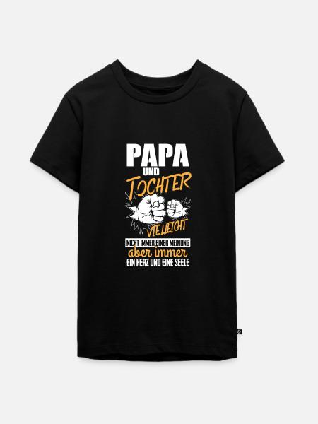 Papa Und Tochter Geschenk - Teenager Premium Bio T-Shirt - Schwarz