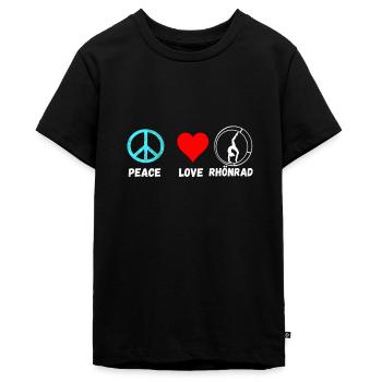 Rhönrad Peace Love Rhönradturnen Rhönrad Geschenk - Teenager Premium Bio T-Shirt - Schwarz - Vorne - AI Model Teenager Male light (155cm)