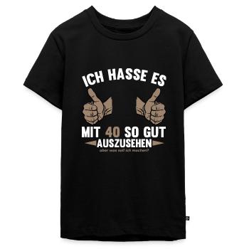 Geburtstag - Ich hasse es mit 40 so gut auszusehen - Teenager Premium Bio T-Shirt - Schwarz - Vorne - AI Model Teenager Male light (155cm)