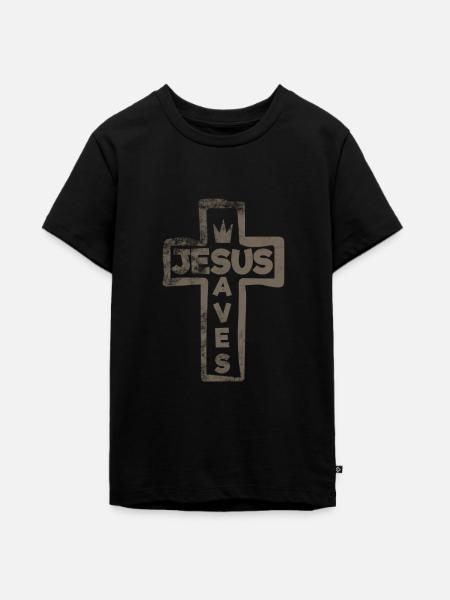 Jesus - Jesus Saves - Teenager Premium Bio T-Shirt - Schwarz