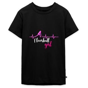 Floorball Mädchen - Teenager Premium Bio T-Shirt - Schwarz - Vorne - AI Model Teenager Male light (155cm)